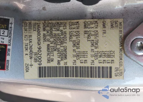 2016 Nissan Frontier Sv from USA, damaged, VIN 1N6AD0CUXGN902009